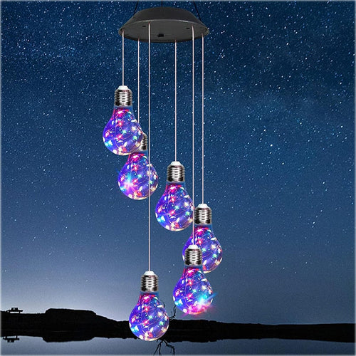 (🔥2025 BEST GIFT TO FAMILY🔥)Colorful LED Solar-Powered Light Bulb Wind Chimes