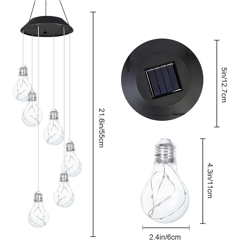 (🔥2025 BEST GIFT TO FAMILY🔥)Colorful LED Solar-Powered Light Bulb Wind Chimes