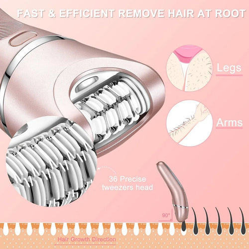 Electric Epilator Hair Removal for Women 3 in 1 Shaver for Legs Arms Underarms Bikini Public Rechargeable